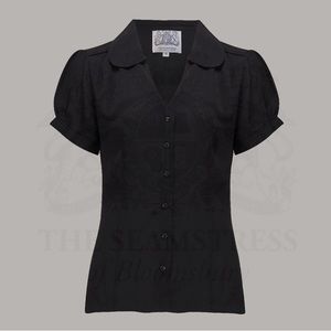 Black Vintage-Style Blouse (Judy)